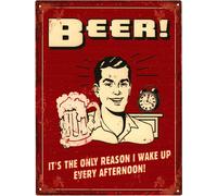 Moritz Deko Plaque de métal Bière Beer Is the only Reason i Wake up Plaque de métal rétro design vintage pour la décoration Décoration murale