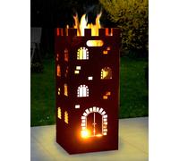 Moritz Feuerschale Feuerkorb 2mm Stahl 35x35x85 cm Steckbar für Garten Camping Outdoor Feuerstelle Tonneau de feu Château de chevalier