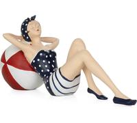 Moritz Figurine Badenixe en maillot de bain se détend sur un ballon de plage Décoration maritime en polyrésine Idée de décoration Décoration de stand Salle de bain Statue Sculpture