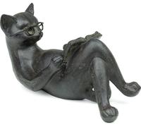 Moritz Figurine de décoration Chat 14x7,5 cm Chat Lunettes Livre Rat de bibliothèque Cadeau Décoration