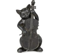 Moritz Figurine de décoration chat joue du violoncelle en polyrésine noir instrument de musique Idée de décoration stand monde animal Statue animal domestique Sculpture