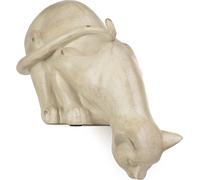 Moritz Figurine de décoration chat regarde vers le bas Tabouret de bord en polyrésine blanc Idée de décoration stand monde animal Statue animal domestique Sculpture