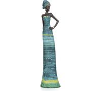 Moritz Figurine de décoration Femmes africaines Figurine d'art culturelle bleue en polyrésine Idée de décoration Stand Décoration Homme Statue Sculpture Indigène Tradition