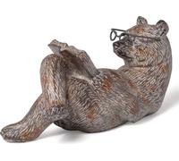 Moritz Figurine de décoration ours de lecture ours avec lunettes lit livre décoration lire rat de bibliothèque