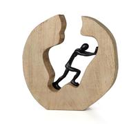 Moritz Figurine décorative Push & Work en bois de manguier et aluminium - 28 cm - Sculpture motivante - Symbole de force et de persévérance - Décoration de salon moderne sur socle en bois - Fabriquée