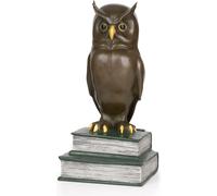 Moritz Figurine en bronze Chouette sage sur les livres Hauteur 22 cm 1,9 kg Sculpture Statue Style antique Ver de bibliothèque Décoration Vintage Rat de bibliothèque