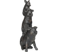 Moritz Figurine Famille de cochons assis l'un sur l'autre en polyrésine noir Idée de décoration Stand Décoration monde animal Statue Sculpture