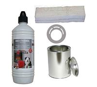 Moritz Kit de démarrage 1 x 1000 ml de bioéthanol + 1 x boîte en métal de 500 ml avec couvercle + 1 x ouate/laine céramique + 1 x plaque d'économie pour brûleur, cheminée, four, brûleur de sécurité