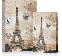 Moritz Lot de 2 coffres-forts faux livres Déco Tour Eiffel Paris France Livre Safe Box Coffre-fort Pochette à livres Cachette d'argent