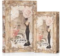Moritz Lot de 2 faux coffres-forts Déco Tour Eiffel Femme Fleur Paris France Livre Safe Box Coffre-fort Pochette à livre Cachette à argent