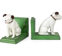 Moritz Lot de 2 serre-livres chien terrier blanc 7,5 x 14 x 12 cm Vintage décoratif animal figurine maßive serre-livres pour bibliothèque