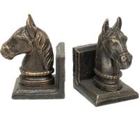 Moritz Lot de 2 serre-livres Tête de cheval Cheval 11 x 8 x 14 cm brun-doré Fonte Vintage animal décoratif Figure maßive Serre-livres pour bibliothèque