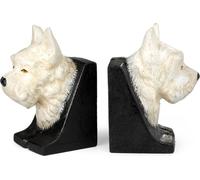 Moritz Lot de 2 serre-livres Tête de chien Terrier 7 x 10 x 14 cm Vintage animal décoratif figure maßive serre-livres pour bibliothèque