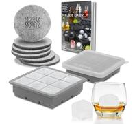 Moritz & Moritz 2x bacs à glaçons avec couvercle - Moule à glaçons en silicone avec couvercle pour faire 18 glaçons carrés - 6 sous-verres & livret de recettes inclus