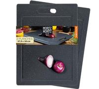 Moritz & Moritz 2x Planche a decouper plastique noire - 36 x 27,5 cm - Planche a decouper granit - Planche à découper plastique avec Pieds Antidérapants - Planches à découper cuisine