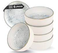 Moritz & Moritz ALHAMBRA Lot de 6 bols à céréales bleus - Élégant et robuste - En porcelaine - Pour céréales, soupes et salades - Passe au lave-vaisselle - Passe au micro-ondes - Idéal pour un usage