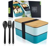 Moritz & Moritz Bento Lunch Box Bleu - Boite Repas japonais pour Adultes et Enfants - Lunch Box compartimentée - Lunchbox idéale pour le Travail, l'Ecole et les Déplacements