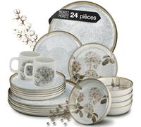 Moritz & Moritz BLOSSOM Service de table en porcelaine pour 6 personnes 24 pièces - Service de table moderne au design ludique - Service à café facile d'entretien avec assiettes, bols et tasses