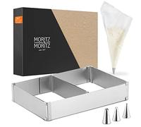 Moritz & Moritz - Cadre Patisserie Rectangulaire - À Réglage Continu - 51x33x5cm (max) Cadre inox patisserie - Moule patisserie rectangulaire - Pour la Cuisson et la Décoration