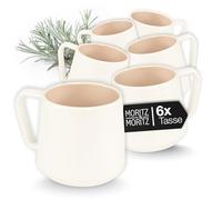 Moritz & Moritz CAVO Lot de 6 tasses à café amande - env. 500 ml en grès de haute qualité - Design élégant avec anse - Tasses avec anse pour café, thé, chocolat chaud, cappuccino