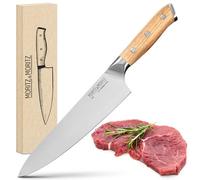 Moritz & Moritz Couteau de chef 20 cm - Couteau de cuisine professionnel - Couteau du chef polyvalent de haute qualité tranchant - Couteau chef avec manche ergonomique en bois d'acacia