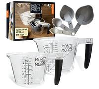 Moritz & Moritz Cup Gobelet gradué 1 L et 0,5 L - Set de cuillères à mesurer et de gobelets gradués lavables au lave-vaisselle - Pour cuisiner et faire de la pâtisserie avec les enfants