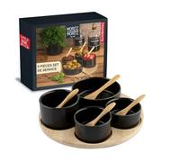 Moritz & Moritz Ensemble de bols de service noir incl. cuillère et planche à servir - Ensemble de bols comme bols à tapas, petits bols à trempette, bols à snacks et bols à tapas