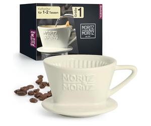 Moritz & Moritz Filtre a cafe en Porcelaine Taille 1 - Filtre à café réutilisable pour un excellent Café riche en arôme - Filtre café pour 1 à 2 tasses - Cafetière Filtre