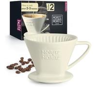 Moritz & Moritz Filtre a cafe en Porcelaine Taille 2 - Filtre à café réutilisable pour un excellent Café riche en arôme - Filtre café pour 2 à 3 tasses - Cafetière Filtre