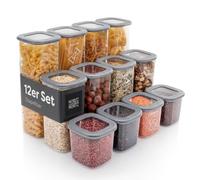 Moritz & Moritz Lot de 12 bocaux de conservation avec couvercles, hermétiques, sans BPA pour conservation des aliments, bocaux hermétiques et empilables, lot de bocaux pour rangement de cuisine