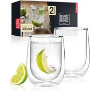 Moritz & Moritz Lot de 2 verres à double paroi de 300 ml - Verres à double paroi pour cocktails, eau, thé, café ou long drinks - Passe au lave-vaisselle