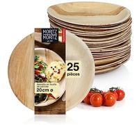 Moritz & Moritz Lot de 25 assiettes rondes en feuille de palmier - Diamètre : 20 cm - Alternative aux assiettes en bambou et à la vaisselle en bambou
