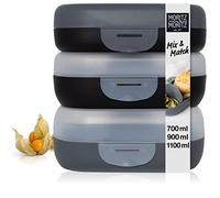 Moritz & Moritz Lot de 3 boîtes à lunch pour enfants avec compartiments - Boîte à sandwich - Gris - Boîtes à bento pour enfants