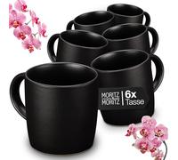 Moritz & Moritz NORDIC Lot de 6 tasses à café - Noir - Environ 300 ml - En grès de qualité supérieure - Design élégant avec anse - Pour café, thé, chocolat chaud, cappuccino