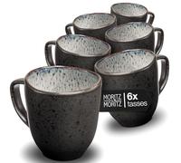 Moritz & Moritz ORGANIC Lot de 6 tasses à café, grises, en grès robuste, avec dégradé de couleurs unique, passent au lave-vaisselle