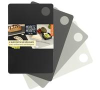 Moritz & Moritz Planche à Découper flexible - 29 x 19 cm - Set de 4 - Surface antidérapante pour couper en toute sécurité Ouverture de poignée - Planche a Decouper plastique - Cutting board