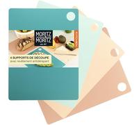 Moritz & Moritz Planche à Découper flexible - 38 x 29 cm - Set de 4 - Surface antidérapante pour couper en toute sécurité Ouverture de poignée - Planche a Decouper plastique - Cutting board - Coloré