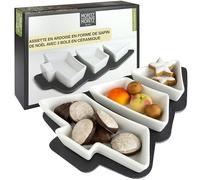 Moritz & Moritz Plateau Aperitif - 3 Coupelle Aperitif Sapin en Ardoise et Céramique - pour Les Dips Snacks Entrées Desserts - Assiette de Noel - Vaisselle de noël - Plat Aperitif