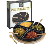 Moritz & Moritz Plateau Aperitif - 4 Coupelle Aperitif Bambou et Céramique - pour Les Dips Snacks Entrées Desserts