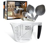 Moritz & Moritz Pot Gradué 1L - verre mesureur cuisine - Cup Gobelet Gradué 1L - Verre doseur cuisine - Set de cuillères à mesurer au lave-vaisselle - Pour Cuisiner et Faire de la Pâtisserie