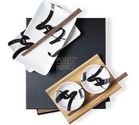Moritz & Moritz Service à sushi pour 2 personnes - 10 pièces - Set de service à sushi avec 2 assiettes à sushi, 2 petits bols et 2 paires de baguettes