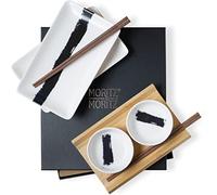 Moritz & Moritz Service à sushi pour 2 personnes - 10 pièces - Set de service à sushi avec 2 assiettes à sushi, 2 petits bols et 2 paires de baguettes