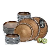 Moritz & Moritz Service de table en grès pour 4 personnes, 12 pièces - Beige - Ensemble bol et assiette en grès durable - Vaisselle combinée pour 4 personnes - Série solide