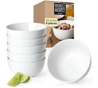 Moritz & Moritz Set de Bols a Cereales - 6 Pieces - Contenance 500ml - Set de Bols Ideal pour Cereales, Soupes, Salades - en Porcelaine Blanche de Haute Qualite - Serie Basic