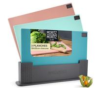 Moritz & Moritz Set Planche a Decouper avec support - 32 x 22 cm - Planche a decouper professionnelle - Coloré - Grande Planches à Découper Set - Lavable au Lave-Vaisselle et Hygiénique