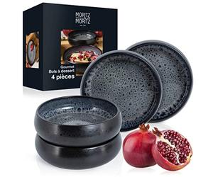 Moritz & Moritz SOLID 4x petits bols en céramique - 300 ml - Ramequins en faïence pour dessert, snack, soupe, salade, glace, apéro, tapas et antipasti