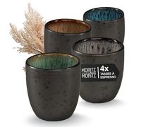 Moritz & Moritz SOLID Lot de 4 tasses à expresso, en faïence, 70 ml, design réactif avec intérieur coloré, petites tasses à café robustes, faciles à empiler et faciles d'entretien
