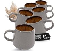 Moritz & Moritz SOLID Lot de 6 tasses à café, grises et beiges, en grès robuste, volume 400 ml, passent au lave-vaisselle et au micro-ondes, parfaites pour le café, le thé, etc