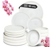 Moritz & Moritz SOLID UNI Service de table 18 pièces pour 6 personnes, crème - Service de table moderne en grès - Passe au micro-ondes et au lave-vaisselle - Vaisselle de table pour 6 personnes