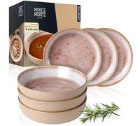 Moritz & Moritz TERRA 6 pcs. Assiettes à Soupe Rose 700 ml Chacune - Ø 19 x 4,5 cm - Rose Tendre en Porcelaine de Haute Qualité - Assiettes Creuses pour Soupes, Salades, Céréales, Pâtes etc.